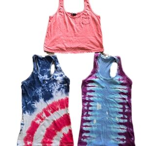 Tie-Dye and Solid Tank Tops Set